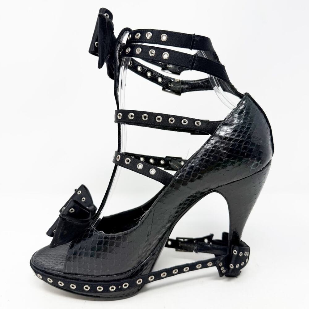 Christian Dior by John Galliano FW 2003 Bondage Bow Snakeskin Heels Size 36.5 - Picture 7 of 16